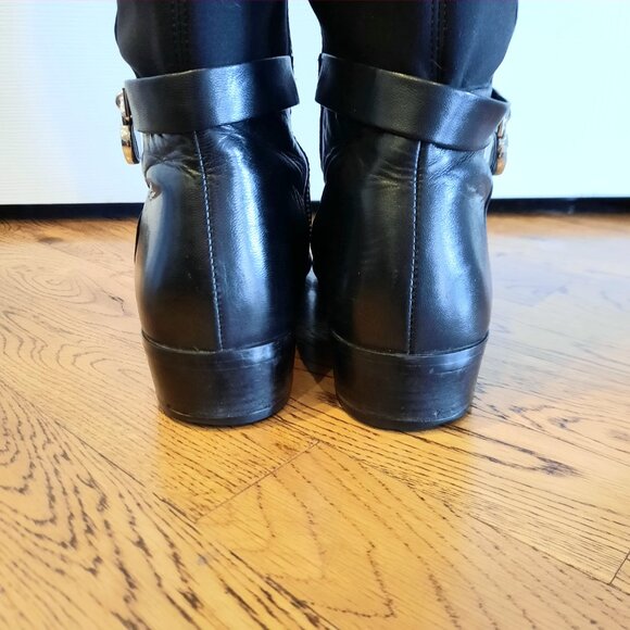Michael Kors Hamilton Tall Leather Boots in Black, Size 8M - Picture 2 of 9